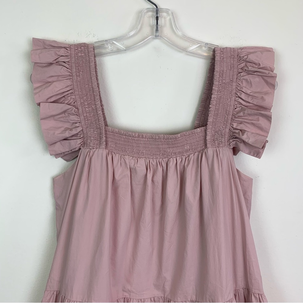 ENGLISH FACTORY Tiered Ruffle Midi Dress in Dusty Pink Size XS - Picture 6 of 16